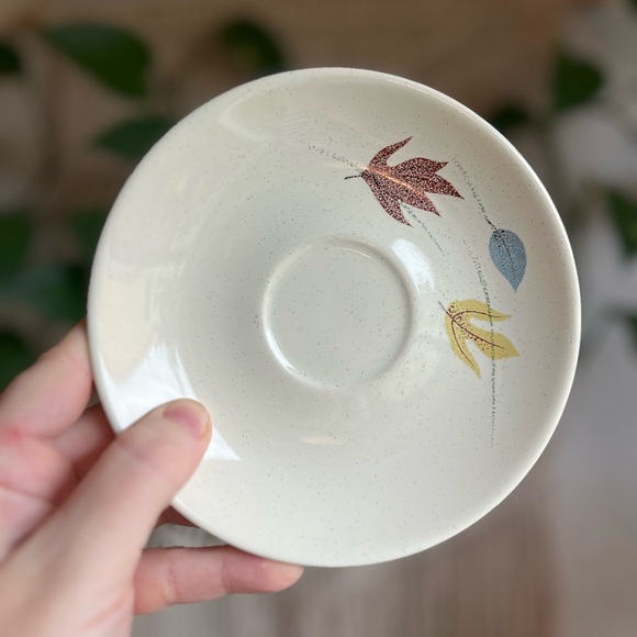 Franciscan Autumn Leaves 5 Saucer Plates Vintage MCM Pottery Mid Century Modern - Picture 7 of 9